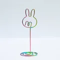Rainbow metallic bunny shaped memo clip holder with spiral base for desk photos and cards - Rabbit / Iridescent
