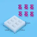 Mini bear shaped silicone mold for chocolate and resin DIY with 6.4cm size details - 6-Cavity Bear Style (50-3138-D) / White