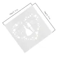 13cm square cake stencil with heart, bride and groom silhouette for wedding dessert - Wedding Heart Pattern (55093)