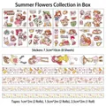 Kawaii cartoon girl theme PET stickers and washi tape set for DIY scrapbooking - Summer Flowers