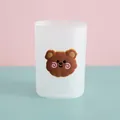 Close-up of a frosted transparent pen holder featuring a cute 3D cartoon bear decoration. - Brown Bear / White (Brown Bear)