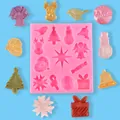 Christmas silicone mold set featuring tree, snowflake and bell shapes for cake decoration - Mixed Christmas Elements Style (50-2203-A)