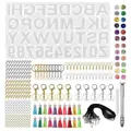DIY alphabet number resin mold set with keychain accessories and manual hand drill kit - PA062