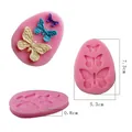 Molde de silicona de mariposa rosa para pastel de fondant y chocolate DIY, 7,3x5,3cm - Molde de Mariposa Triple Ovalado (50-109) / 7.3x5.3x0.8cm / Rosa