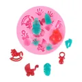Pink silicone baby mold for DIY crafts with hand milk bottle and stroller shapes - 50-2340-A Pink