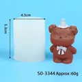 DIY cute cartoon bear silicone candle mold with 4.3x5.3cm dimensions and 60g weight - Approx. 60g