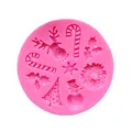 Detailed view of pink Christmas silicone mold with reindeer, tree, and snowflake patterns - Christmas Series Composite Module (50-1079-A) / Pink