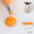 Professional 6-tooth stainless steel piping nozzle showing orange cream frosting effects - 6-Teeth Star Vortex Style (40-51) / 40-51