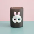 Creative cute cartoon rabbit pen holder for desktop stationery organization and storage - Black (White Rabbit)