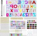 Complete DIY resin mold kit with alphabet numbers, glitter, and jewelry making tools - 307 Pieces Set Y028