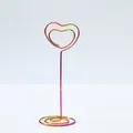 Elegant heart-shaped metal memo clip with a rainbow iridescent finish for table cards - Heart / Iridescent