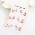 Set mit 6 roségoldenen Metall-Bindeklammern in Tierform für Büro- und Schulbedarf - Flamingo / Flamingo (6 Stück/Packung)
