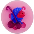 Pink round silicone mold for handmade baby stroller crafts resin and plaster projects - 50-47-A Pink
