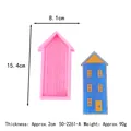 Detailed tall house shaped silicone fondant mold for cake decorating 15.4x8.1cm size - House Style (50-2261-A) / Pink