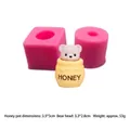 Teddy bear honey pot silicone mold for 3D DIY candle and soap making - Small Honey Pot + Bear Head (50-3250-A) / Pink