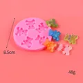 Mini bear shaped pink silicone mold for DIY crafts fondant and chocolate 8.5cm - 5-Cavity Bear Style (50-2932) / Pink