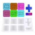 DIY silicone mold for crystal epoxy stamps with English greetings and star patterns - English Stamp Combination Style