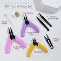 Professional 8-piece DIY jewelry making tool set with pliers, tweezers, and needle - Three Pliers With Tweezers Scissors And Needle