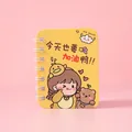Mini cartoon pocket spiral notebook featuring cute girl and duck illustration on yellow cover - Yellow Cheer Up Duck (p-021) / Yellow