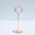 Elegant rose gold metal place card holder with spiral base for weddings and events - Circle / Gold