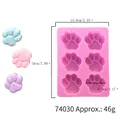 6-cavity pink silicone cat paw mold for DIY scented candles and cakes with dimensions - Pink 6-Cavity Cat Paw Style (74030) / Approx. 13.8x18cm