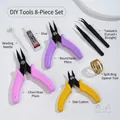 Professional 8-piece DIY jewelry making tool set featuring pliers, tweezers and glue - Three Pliers With Tweezers Glue And Needle