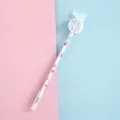 Cute butterfly sequin gel pen with transparent barrel and glitter topper decor - 0.38mm / White
