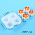 Molde de silicona de pata de gato con 4 cavidades para resina, velas y jabón casero. - Aprox. 11.8x11.3x3cm