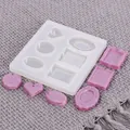 Detailed view of DIY silicone resin mold with heart and circle shapes for jewelry making. - Multi-Geometric Pendant Style (60-192) / 60-192 White