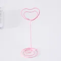 Cute pink heart-shaped metal card holder stand for wedding photos and table numbers - Heart / Pink