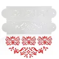 Professionelle wiederverwendbare Tortenborden-Schablone mit Barock-Blumenmustern - Europäisches Spitzenmuster (03128) / Zweiteiliges Set