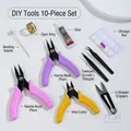 10-piece professional jewelry making tool kit with pliers, tweezers and glue. - Tool Kit With Storage Box