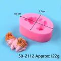 Durable pink silicone mold for 3D sleeping baby figurine, size 8.5x5.7cm, weight 122g - 50-2112 Pink