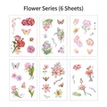 Dreamy watercolor floral and butterfly sticker set for DIY journaling, 6-sheet pack - 6 Sheets/Pack / Flower