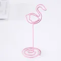 Elegant pink flamingo shaped metal wire memo clip for wedding cards and photos - Flamingo / Pink