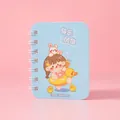Cute light blue mini spiral notebook featuring a cartoon girl and duck illustration - Double Happiness (p-021) / Blue