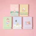 Five cartoon portable folding makeup mirrors with cute shiba and bear designs on pink background. - Cute Series