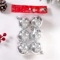 6er-Set glänzende silberne galvanisierte Weihnachtskugeln für die Baumdekoration. - Silber