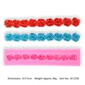 Professional pink rose flower lace border silicone mold for DIY fondant cake decoration - Rose Border Long Style (50-2256-A) / 13.5cmx3cmx1.1cm / Pink