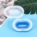 Detail der ovalen Silikonform für Harz-Seifenschale mit blauem Endprodukt - Ovaler Stil (60-698)