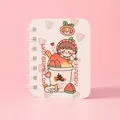 Cute cartoon mini spiral notebook with watermelon girl illustration for students - White