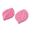 Two-piece pink leaf-shaped silicone mold for fondant and chocolate cake decorating - Bionic Leaf Style (50-964-A) / Pink