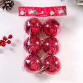 6er-Set lebhafte rote galvanisierte Weihnachtskugeln aus Kunststoff für die Baumdekoration - Rot
