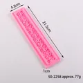 Long pink silicone lace border mold with floral and button patterns for fondant cake decoration - Button Flower Relief Style (50-2258-A) / 21.5cmx4.8cmx1cm / Pink