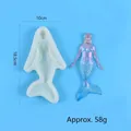 Mermaid-shaped silicone mold for DIY resin crafts showing dimensions 18.5cm x 10cm - Mermaid Style (60-1175)