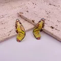Squisiti orecchini ad ala di farfalla gialla con decorazioni in strass colorati brillanti - Stile Ala di Cicala Gialla (Strass)