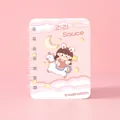 Cute pink cartoon spiral mini notebook for students featuring girl and unicorn illustration - Pink