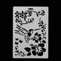Plastikschablone mit Kolibri- und Hibiskusblütenmuster für Tortendekoration und Bastelarbeiten - Kolibri Schmetterlingsmuster (54126)