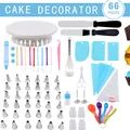 66-piece professional cake decorating kit with piping tips, turntable and spatulas - 66-Piece Set