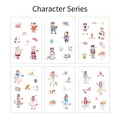 6-Sheet pack of cute character and cat decorative washi stickers for DIY journal - 6 Sheets/Pack / Person